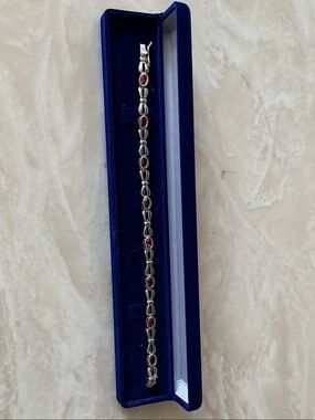 Sterling Silver Bracelet with Ruby Gemstones